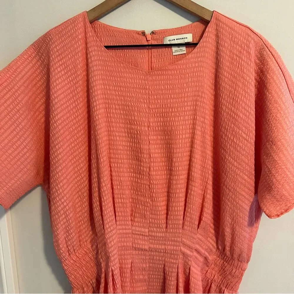 Club Monaco Pink Seersucker Short Sleeve Maxi Dress 12 - Picture 11 of 14